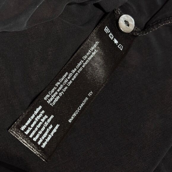 Eileen Fisher Black Cupro Vegan Silk Collar Button Blouse Boxy Top Shirt M - Picture 5 of 8